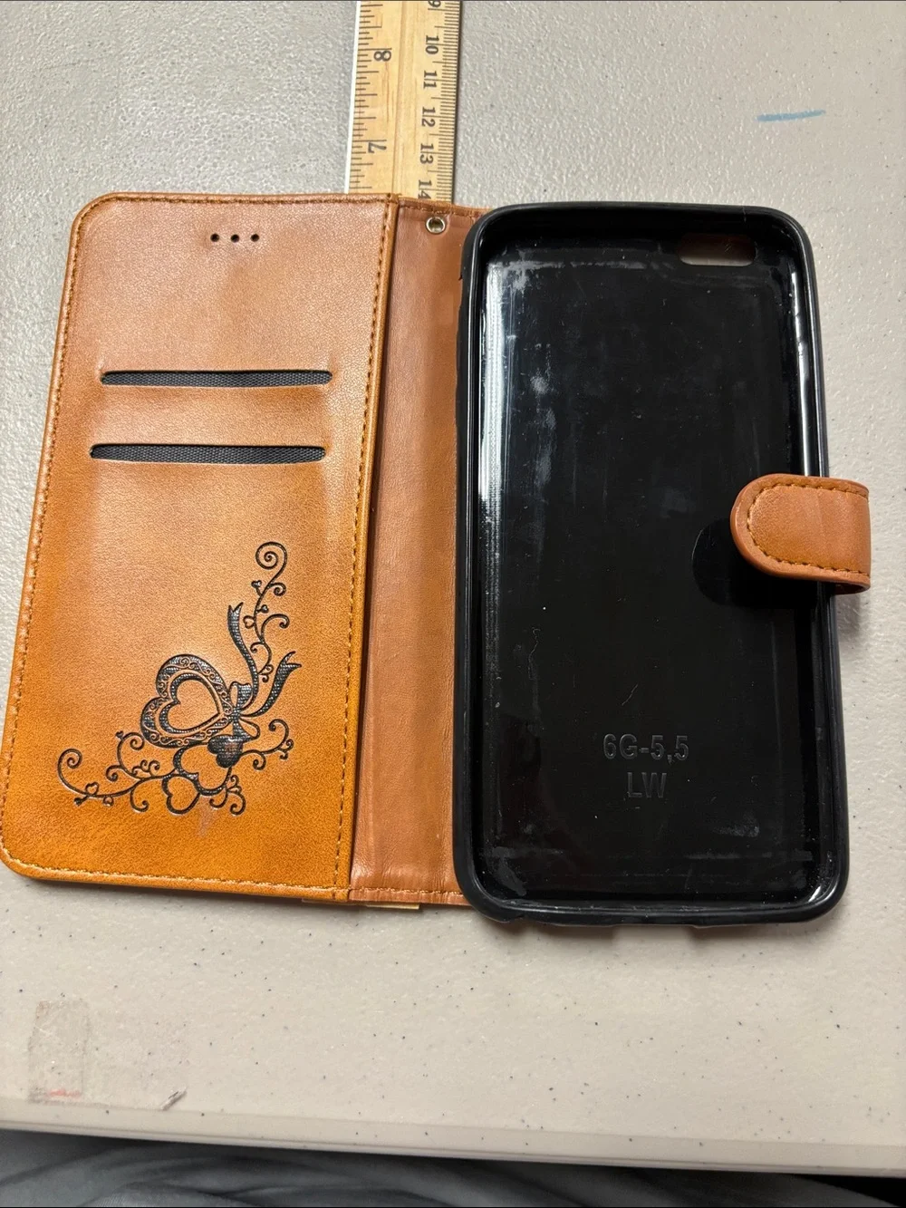 Brown Floral Wallet Phone Case with Magnetic Closure
